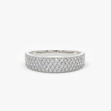 14k Half Eternity 4 Row Micro Pave Wedding Band Ferkos Fine Jewelry