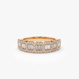 14K Gold Unique Baguette and Round Diamond Anniversary Ring 14K Rose Gold Ferkos Fine Jewelry