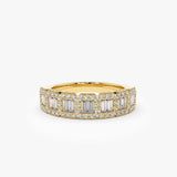 14K Gold Unique Baguette and Round Diamond Anniversary Ring 14K Gold Ferkos Fine Jewelry