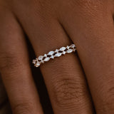 14k Double Row Alternating Marquise Round Diamond Ring Ferkos Fine Jewelry