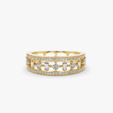 14K Unique Baguette Diamond Wedding Ring 14K Gold Ferkos Fine Jewelry