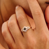 14K Baguette Diamond Ring with Square Sapphire Ferkos Fine Jewelry