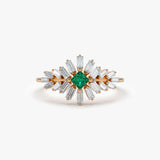 14K Baguette Diamond Ring with a Square Emerald 14K Rose Gold Ferkos Fine Jewelry
