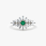 14K Baguette Diamond Ring with a Square Emerald Ferkos Fine Jewelry