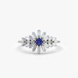 14K Baguette Diamond Ring with Square Sapphire Ferkos Fine Jewelry