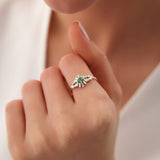 14K Baguette Diamond Ring with a Square Emerald Ferkos Fine Jewelry