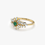 14K Baguette Diamond Ring with a Square Emerald Ferkos Fine Jewelry