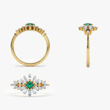 14K Baguette Diamond Ring with a Square Emerald Ferkos Fine Jewelry