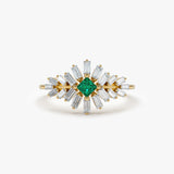 14K Baguette Diamond Ring with a Square Emerald 14K Gold Ferkos Fine Jewelry