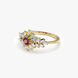 14K Baguette Diamond Ring with a Square Ruby Ferkos Fine Jewelry