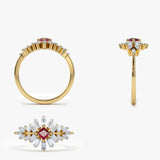 14K Baguette Diamond Ring with a Square Ruby Ferkos Fine Jewelry