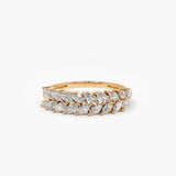 14k Half Eternity Two Rows Marquise Diamond Band 14K Rose Gold Ferkos Fine Jewelry