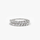 14k Half Eternity Two Rows Marquise Diamond Band Ferkos Fine Jewelry