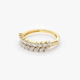 14k Half Eternity Two Rows Marquise Diamond Band Ferkos Fine Jewelry