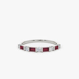 14k Ruby Baguette and Diamond Stackable Wedding Ring Ferkos Fine Jewelry