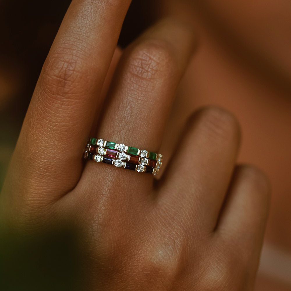 Diamond and emerald anniversary rings Clearance