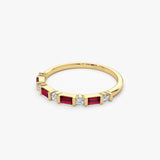 14k Ruby Baguette and Diamond Stackable Wedding Ring Ferkos Fine Jewelry