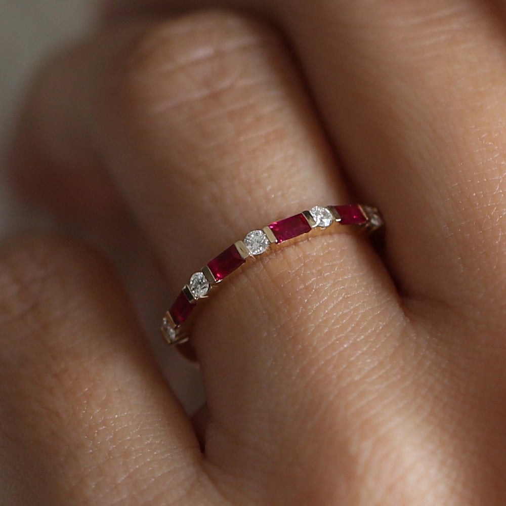Ruby diamond stackable ring Clearance