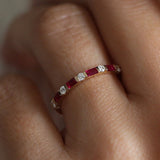 14k Ruby Baguette and Diamond Stackable Wedding Ring Ferkos Fine Jewelry
