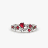 14k Ruby and Diamond Mixed Shape Cluster Ring Ferkos Fine Jewelry