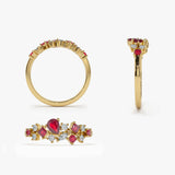 14k Ruby and Diamond Mixed Shape Cluster Ring Ferkos Fine Jewelry