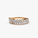 14k Double Row Diagonal Baguette Ring 14K Rose Gold Ferkos Fine Jewelry