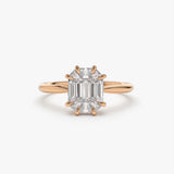 14k Double Claw Step Cut Illusion Solitaire Engagement Ring 14K Rose Gold Ferkos Fine Jewelry