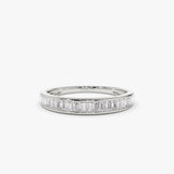14k 3MM Baguette Diamond Channel Setting Ring 14K White Gold Ferkos Fine Jewelry