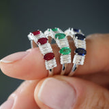 14K Baguette & Round Diamond with Genuine Ruby Ring Ferkos Fine Jewelry