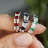 14K Baguette & Round Diamond with Genuine Sapphire Ring Ferkos Fine Jewelry