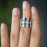 14K Baguette & Round Diamond with Genuine Emerald Ring Ferkos Fine Jewelry