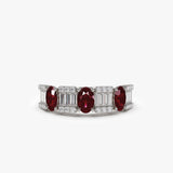 14K Baguette & Round Diamond with Genuine Ruby Ring Ferkos Fine Jewelry