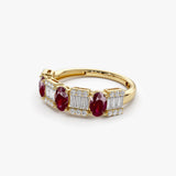 14K Baguette & Round Diamond with Genuine Ruby Ring  Ferkos Fine Jewelry