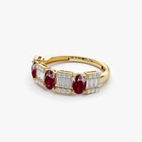 14K Baguette & Round Diamond with Genuine Ruby Ring Ferkos Fine Jewelry
