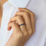 14k Gold Full Eternity Princess Cut Sapphire Ring Ferkos Fine Jewelry