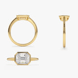 14k East West Illusion Setting Emerald Pie Cut Diamond Ring Ferkos Fine Jewelry