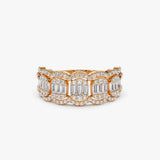 14k Baguette Diamond Ring in Halo Setting 14K Rose Gold Ferkos Fine Jewelry