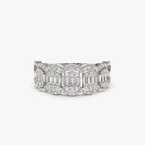 14k Baguette Diamond Ring in Halo Setting Ferkos Fine Jewelry