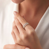 14k Baguette Diamond Ring in Halo Setting Ferkos Fine Jewelry
