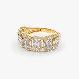 14k Baguette Diamond Ring in Halo Setting Ferkos Fine Jewelry