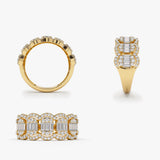 14k Baguette Diamond Ring in Halo Setting Ferkos Fine Jewelry