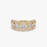 14k Baguette Diamond Ring in Halo Setting 14K Gold Ferkos Fine Jewelry