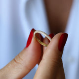 14k 3 Row Half Eternity Diamond Band Ferkos Fine Jewelry