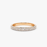 14k 3 Row Half Eternity Diamond Band 14K Rose Gold Ferkos Fine Jewelry