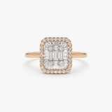 14k Unique Baguette Diamond Statement Ring 14K Rose Gold Ferkos Fine Jewelry