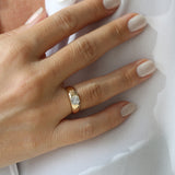 14k Asscher Cut Illusion Mosaic Solitaire Pinky Ring Ferkos Fine Jewelry