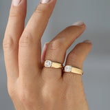 14k Asscher Cut Illusion Mosaic Solitaire Pinky Ring Ferkos Fine Jewelry