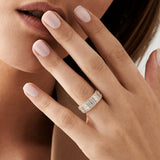 14k Baguette and Round Halo Diamond Ring Ferkos Fine Jewelry