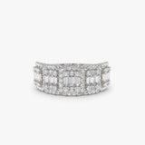14k Baguette and Round Halo Diamond Ring Ferkos Fine Jewelry