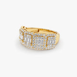 14k Baguette and Round Halo Diamond Ring Ferkos Fine Jewelry